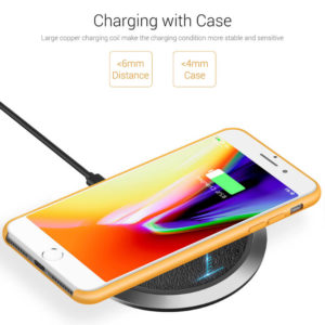 Classic Leather Qi Wireless Fast Charging Pad for iPhone - Black-silver